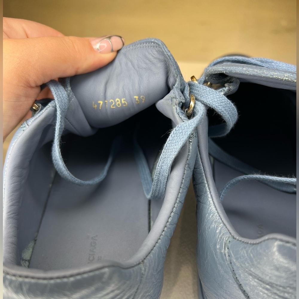 BALENCIAGA WOMENS SNEAKER PELLE ARENA GRIS TITANE TEAL SZ EU 39C - Picture 8 of 11